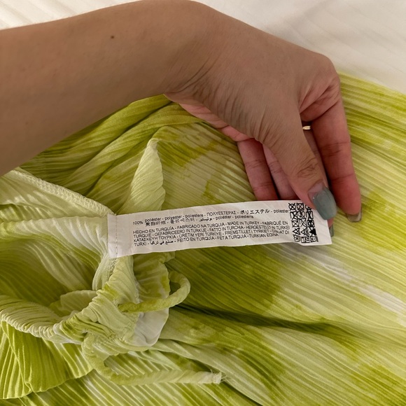 Zara Kids 13-14 Bright Green & White Flowy Pants - Picture 6 of 9